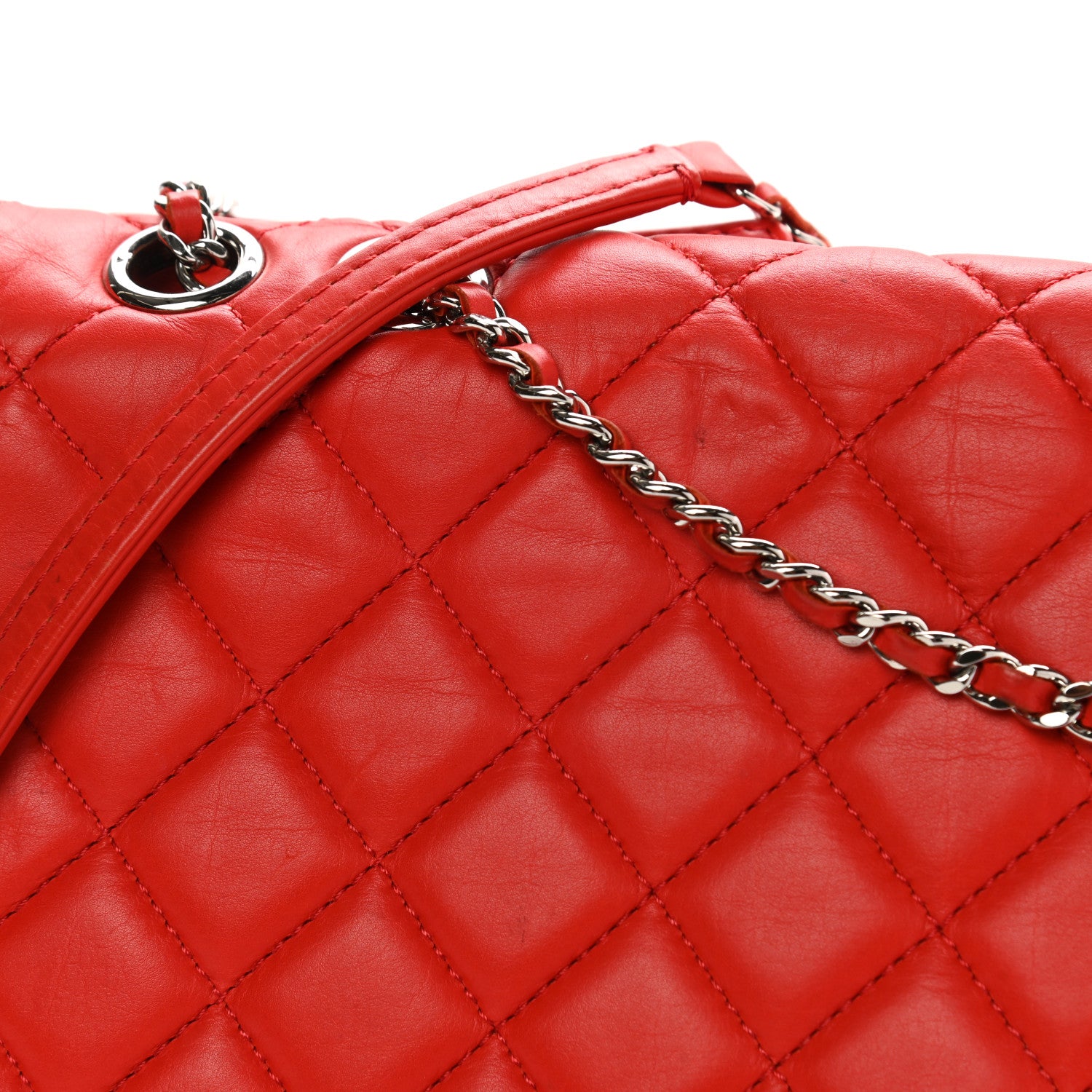 Chanel Lambskin Quilted Chanel 3 Maxi Flap Bag Red 24 of 37