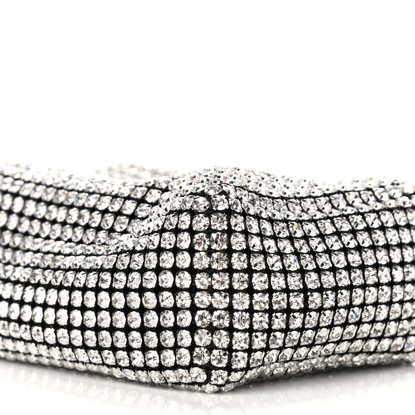 Mesh Crystal Rhinestone Mini Heiress Pouch Black Silver