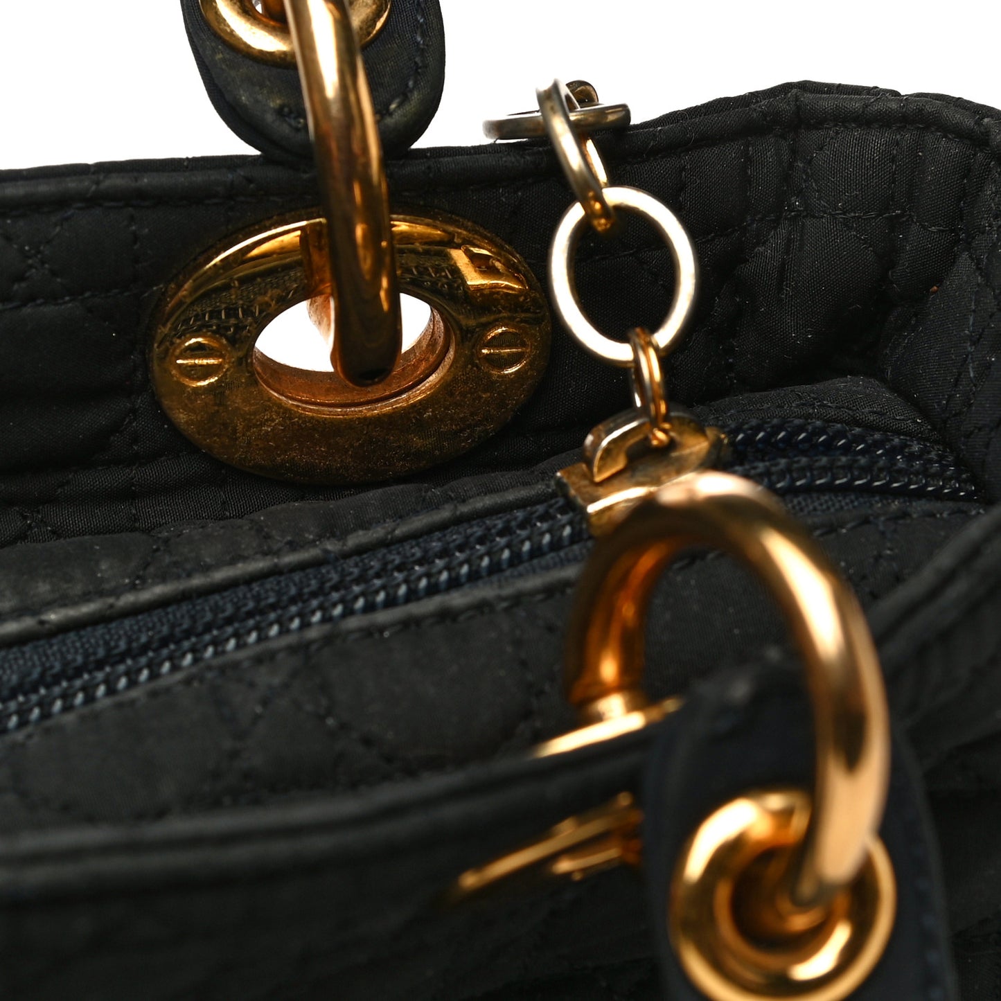 Nylon Cannage Medium Lady Dior Black