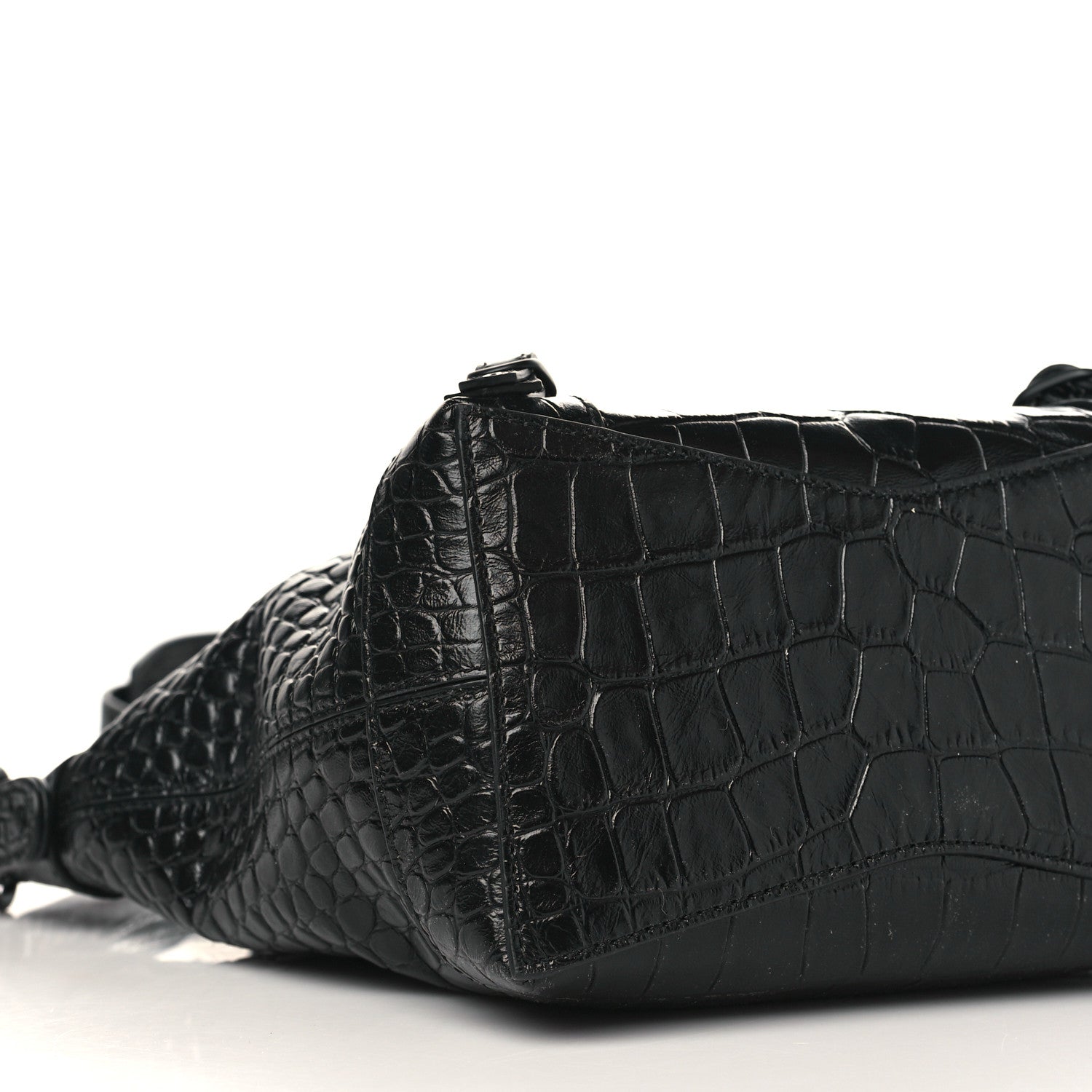 Balenciaga Extra Supple Calfskin Crocodile Embossed Neo Classic Hardware Hobo XS Black 7 of 8