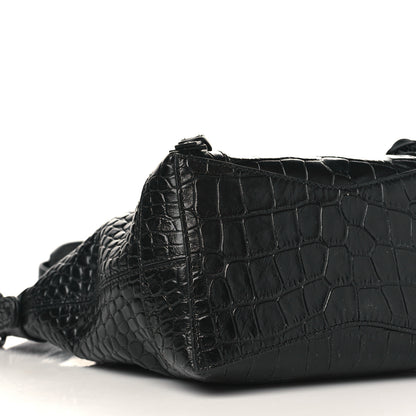 Balenciaga Extra Supple Calfskin Crocodile Embossed Neo Classic Hardware Hobo XS Black 7 of 8