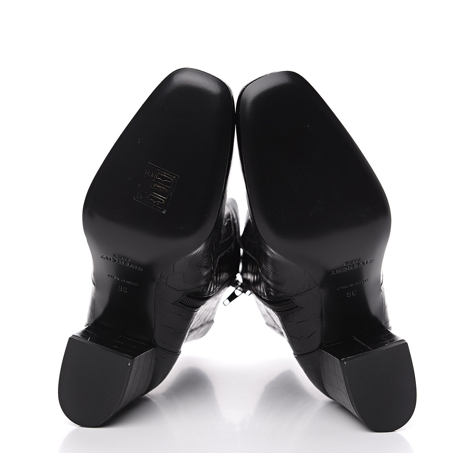 Givenchy Calfskin Crocodile Embossed Ankle Boots 36 Black 5 of 7