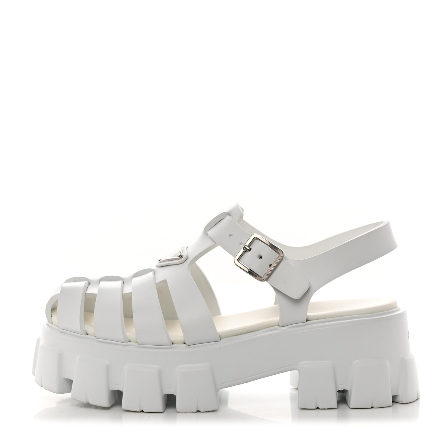 Foam Rubber Metal Triangle Logo Monolith 55mm Cage Sandals 38 White