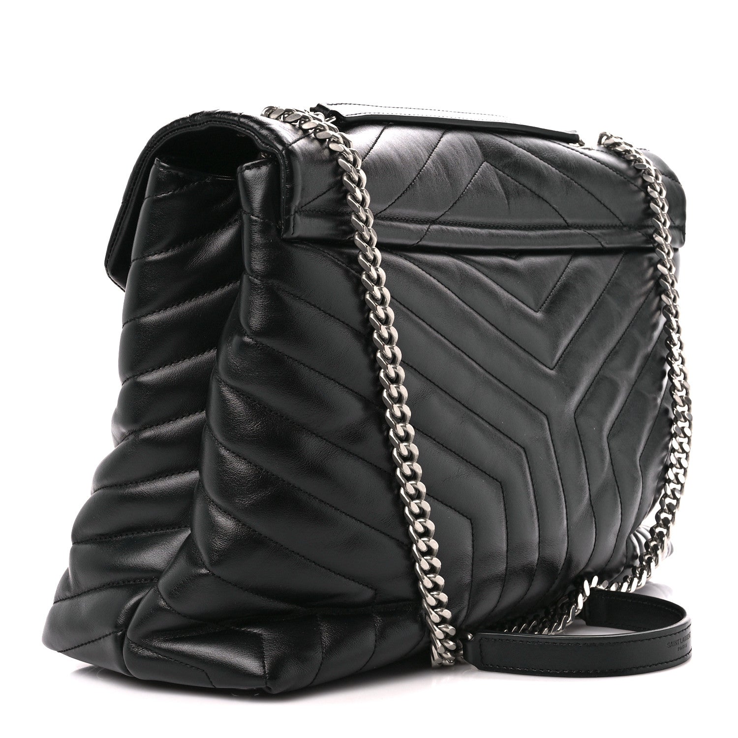 Saint Laurent Calfskin Y Quilted Monogram Large Loulou Chain Satchel Black 3 of 11