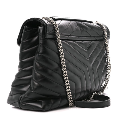 Saint Laurent Calfskin Y Quilted Monogram Large Loulou Chain Satchel Black 3 of 11