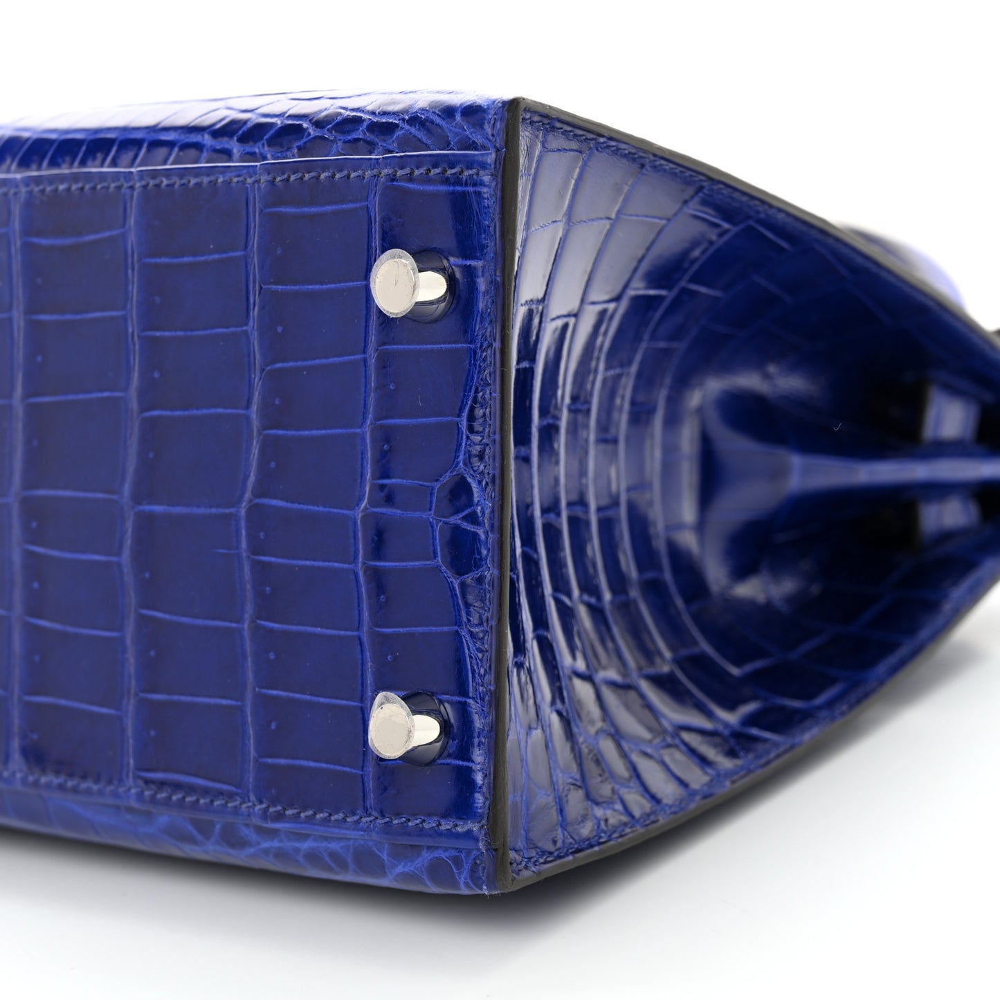 Shiny Niloticus Crocodile Kelly Sellier 28 Bleu Electrique