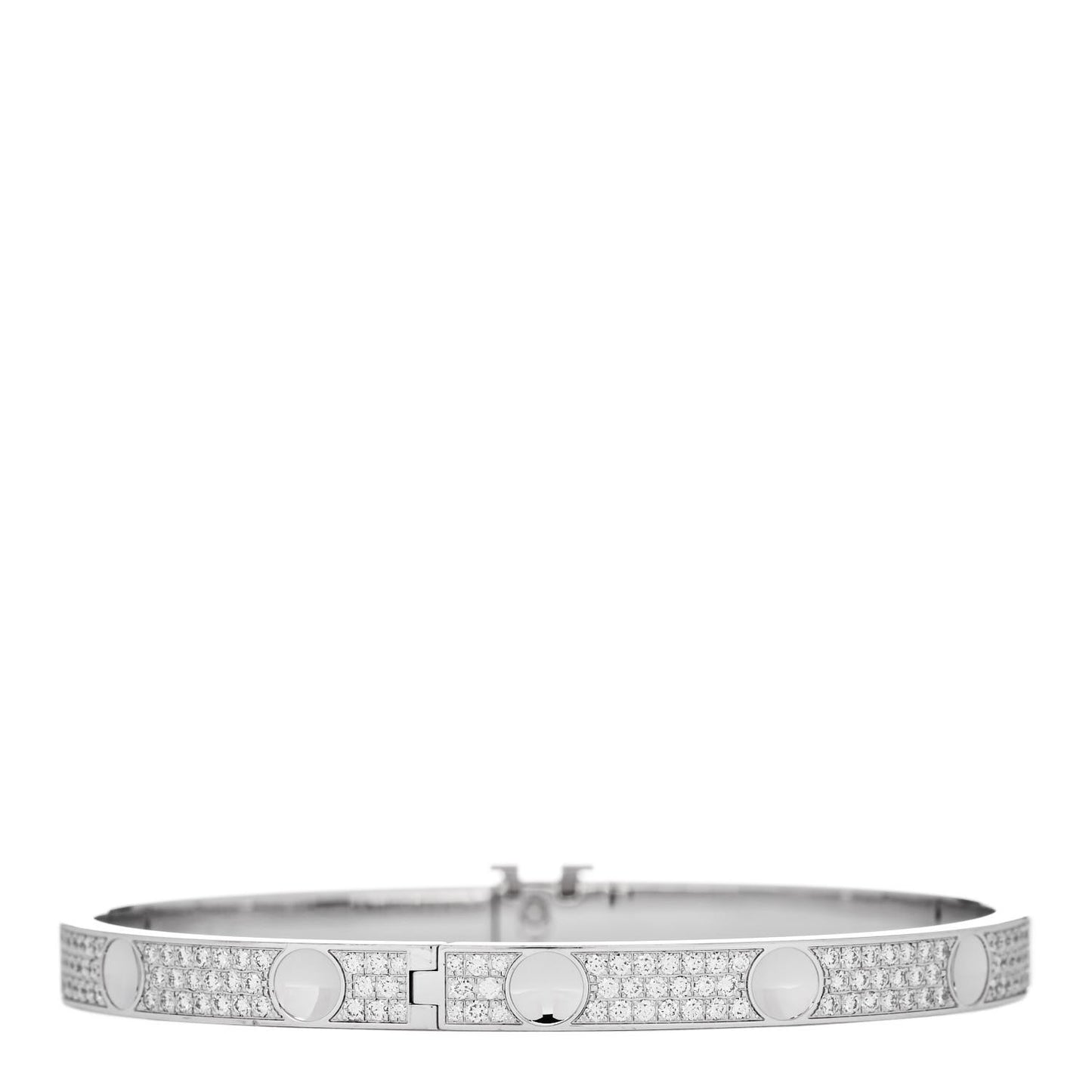 18K White Gold Diamond Empreinte Bangle Bracelet 16