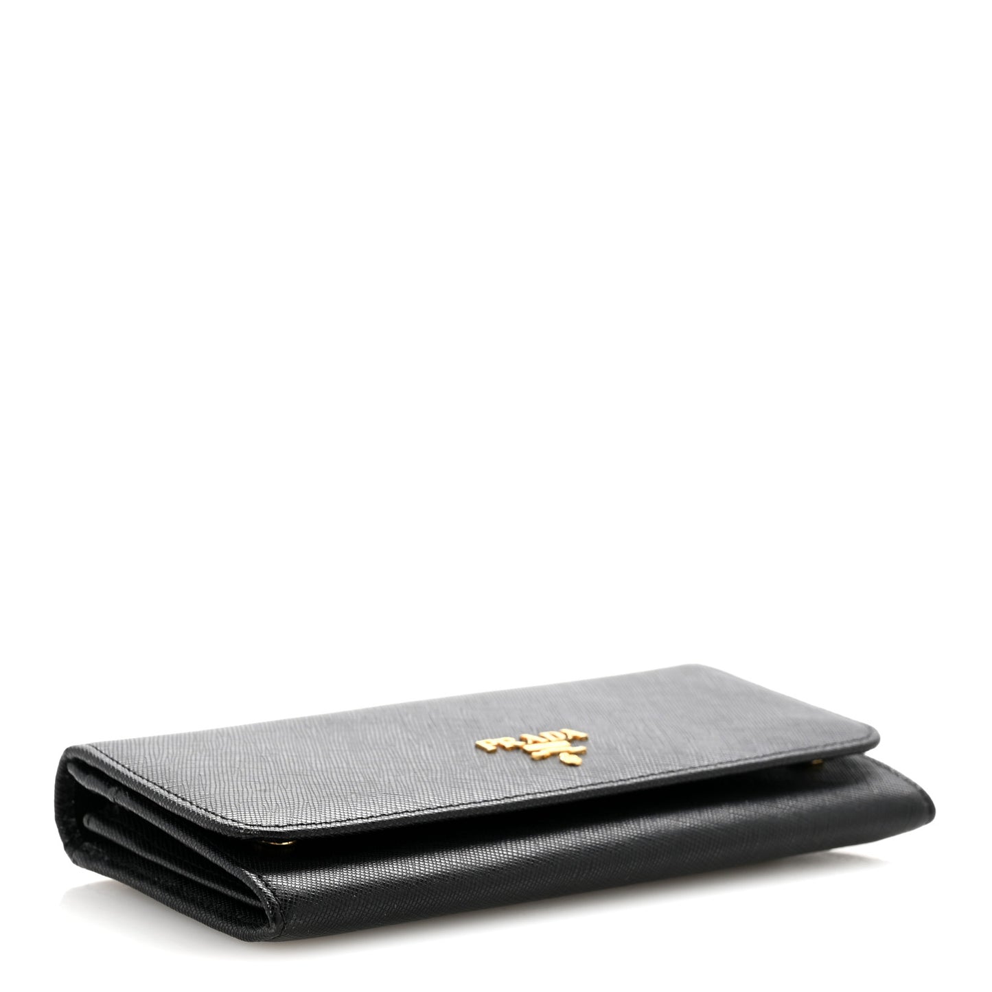 Saffiano Metal Continental Flap Wallet Black