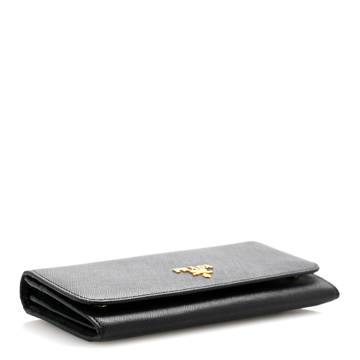 Prada Saffiano Metal Continental Flap Wallet Black 4 of 14