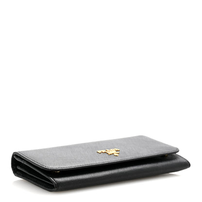 Prada Saffiano Metal Continental Flap Wallet Black 4 of 14