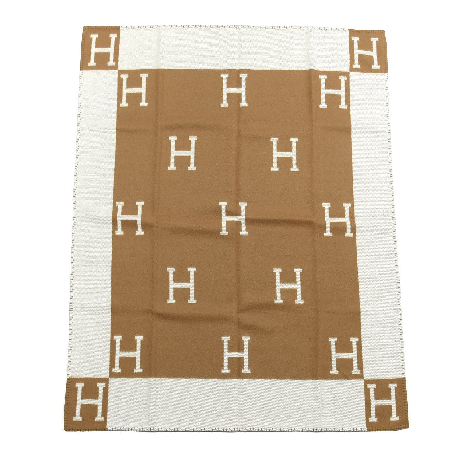 Hermes Wool Cashmere Avalon Blanket Ecru Camel 1 of 3