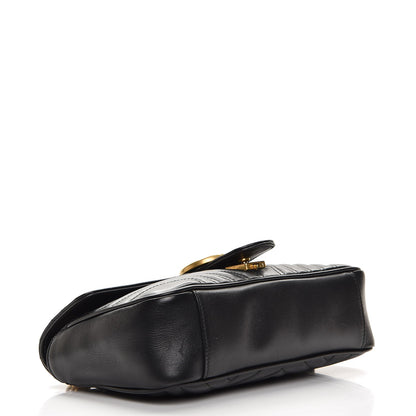 Gucci Calfskin Matelasse Small GG Marmont Shoulder Bag Black 4 of 10