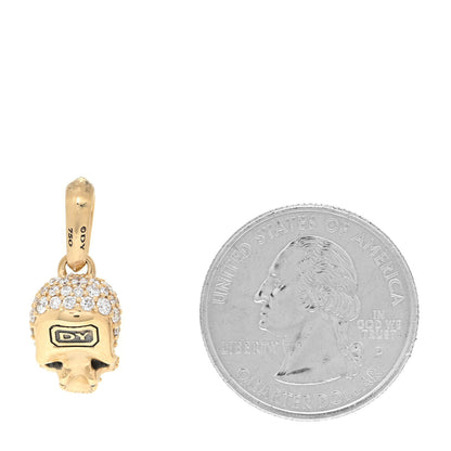 David Yurman 18K Yellow Gold Diamond Mens Pave Skull Amulet Enhancer Pendant 2 of 3