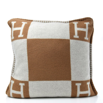 Hermes Wool Cashmere Avalon Pillow PM Ecru Camel 2 of 3