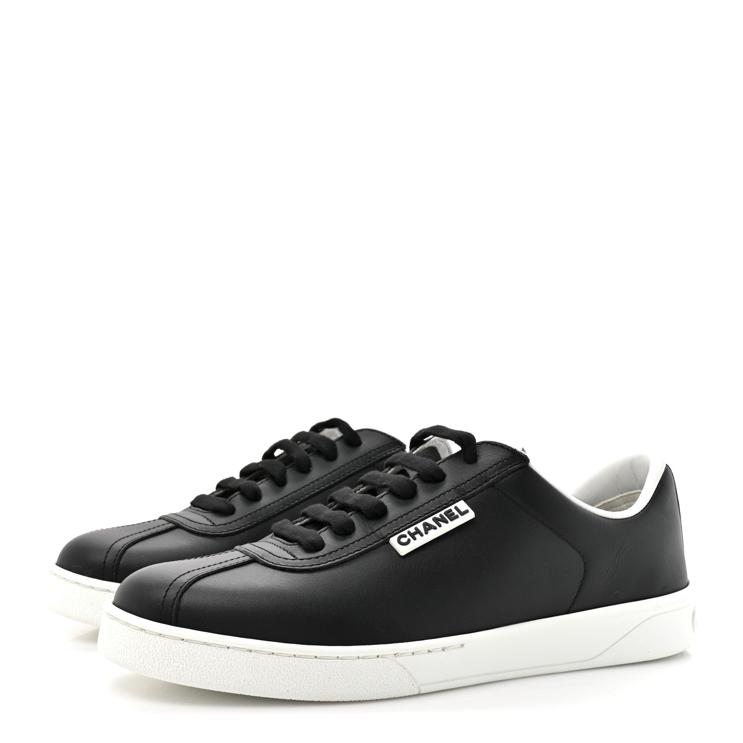 Chanel Calfskin CC Womens Sneakers 37 Black 4 of 10