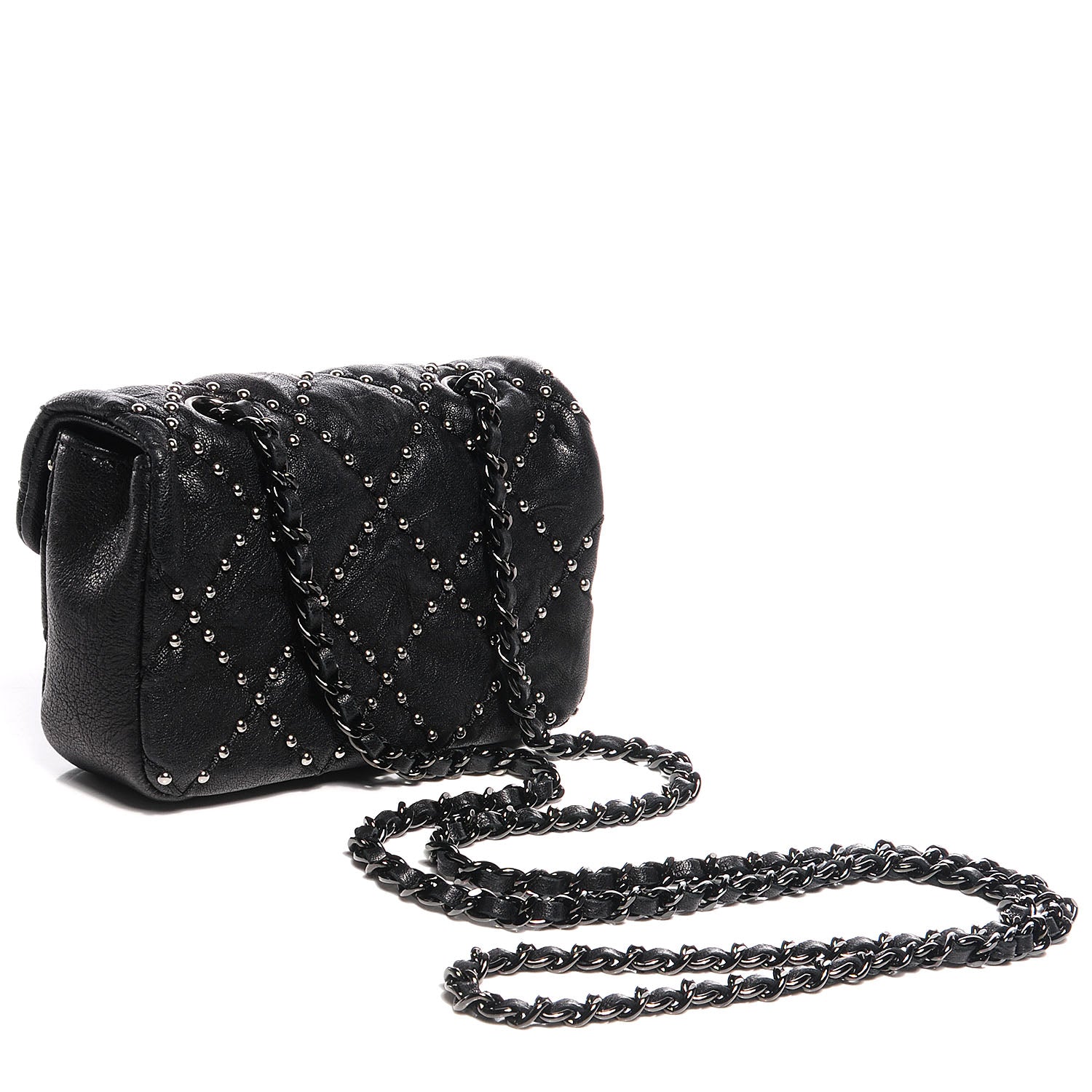 Chanel Lambskin Studded Metal Beauty Mini Flap Black 3 of 9