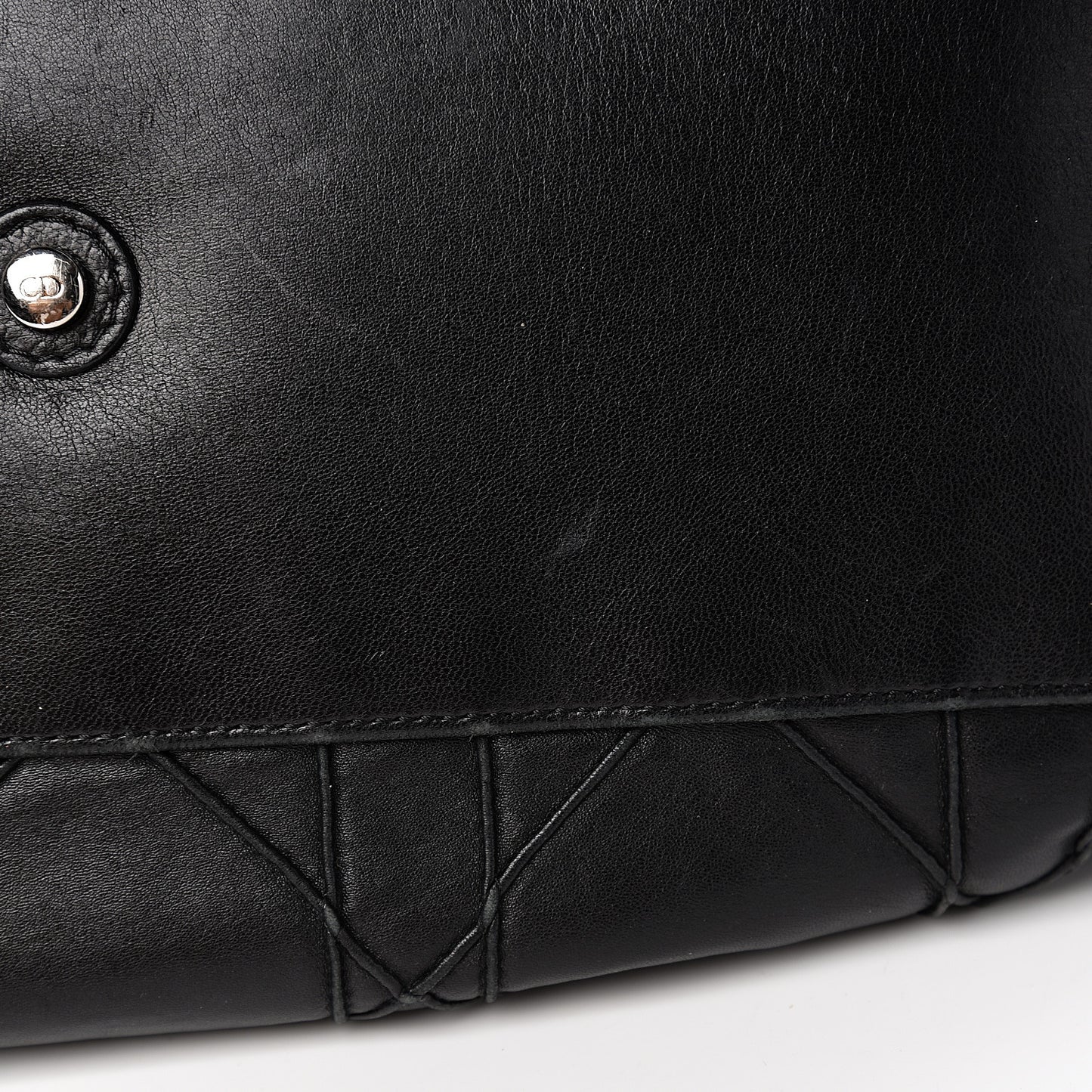 Lambskin Cannage Drawstring Bag Black