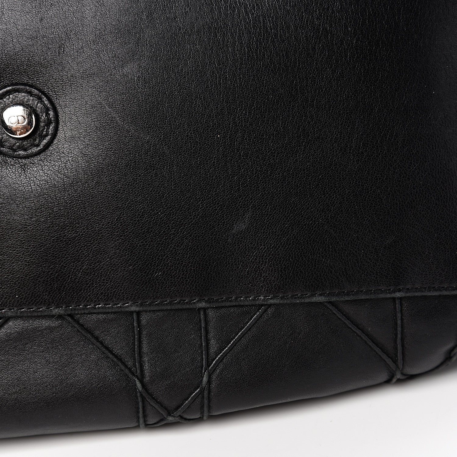 Christian Dior Lambskin Cannage Drawstring Bag Black 9 of 11