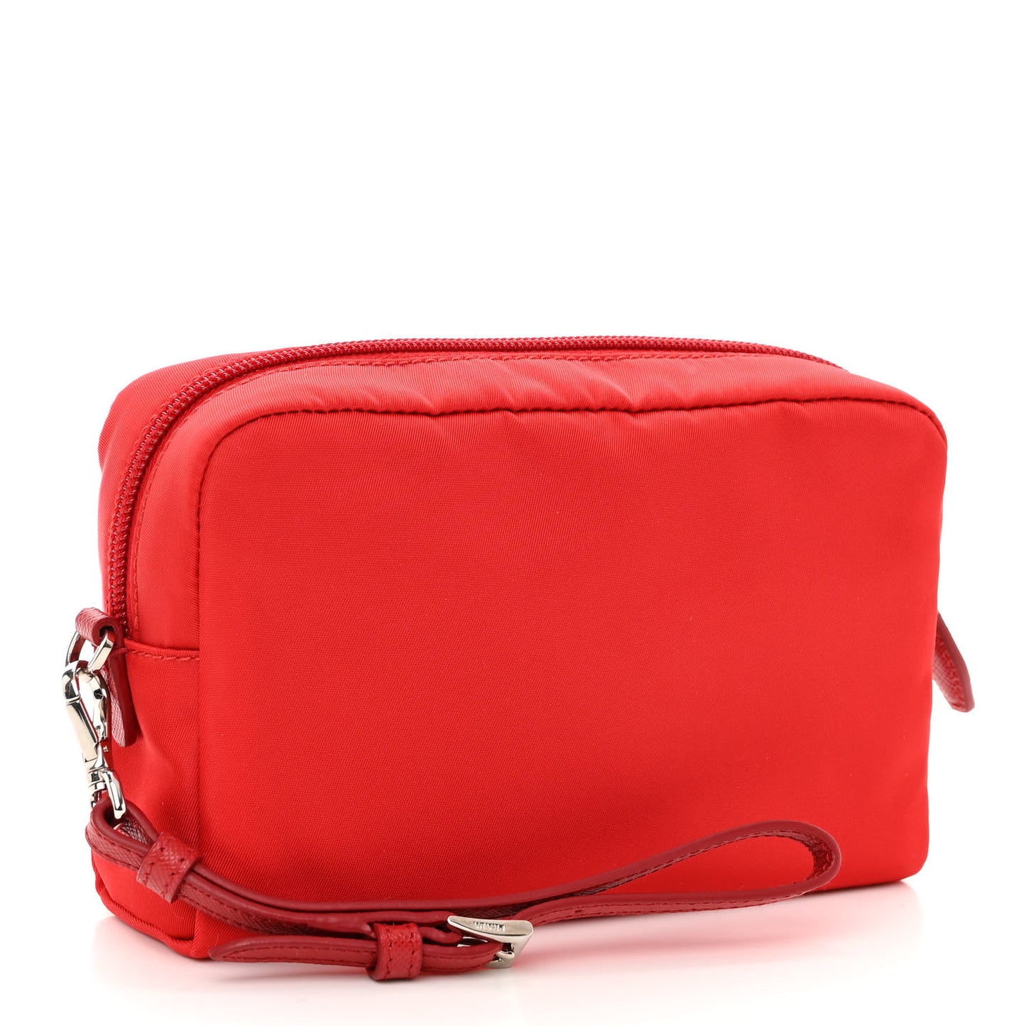 Tessuto Nylon Vela Saffiano Necessaire Wristlet Pouch Rosso