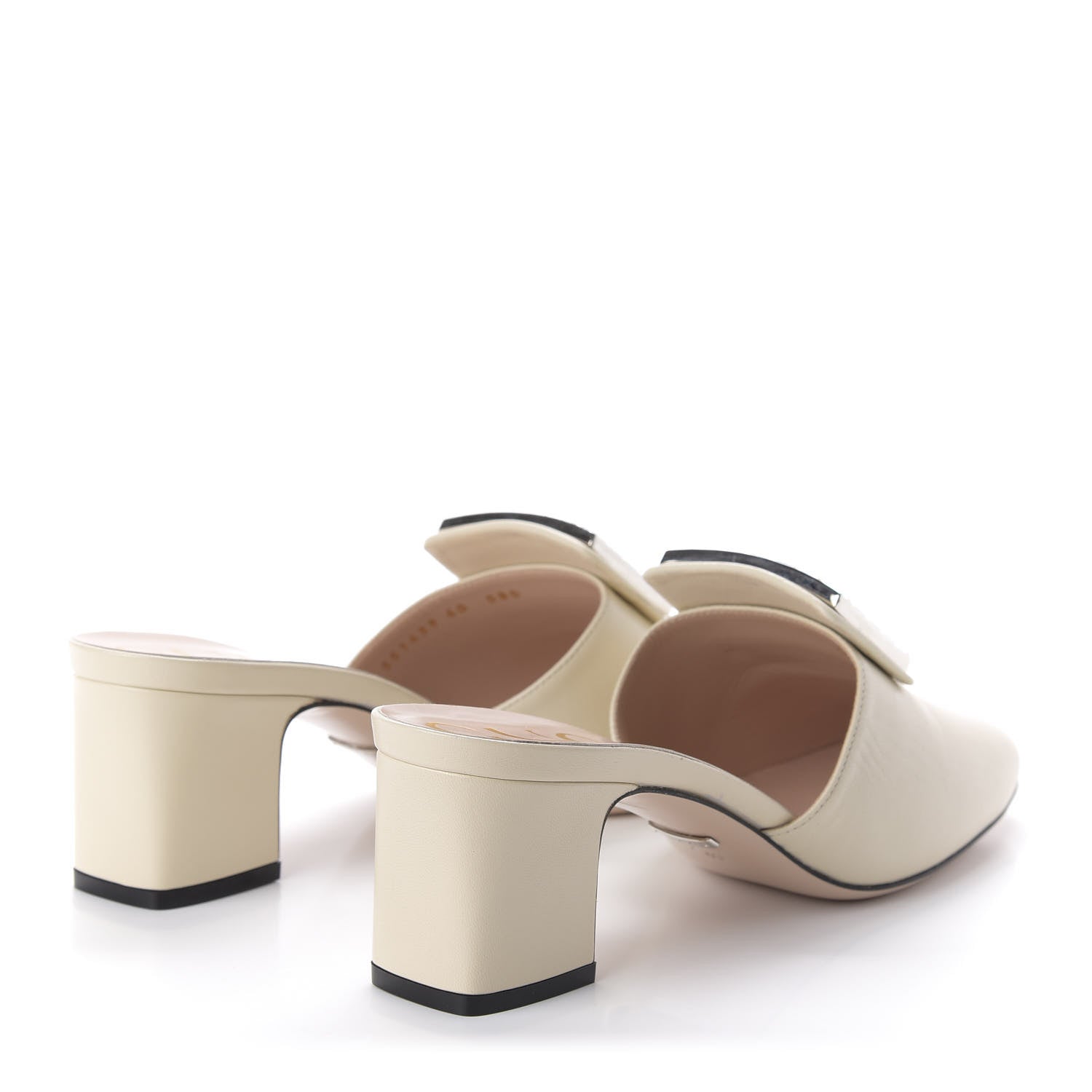 Gucci Malaga Kid Crystal Square G Madelyn Mules 40 Vintage White 4 of 9