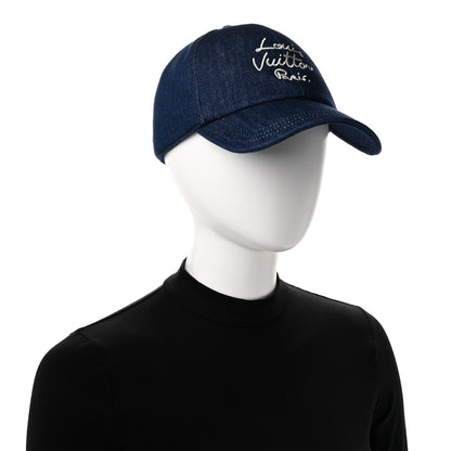 Louis Vuitton Denim Script Cap S Blue 2 of 8