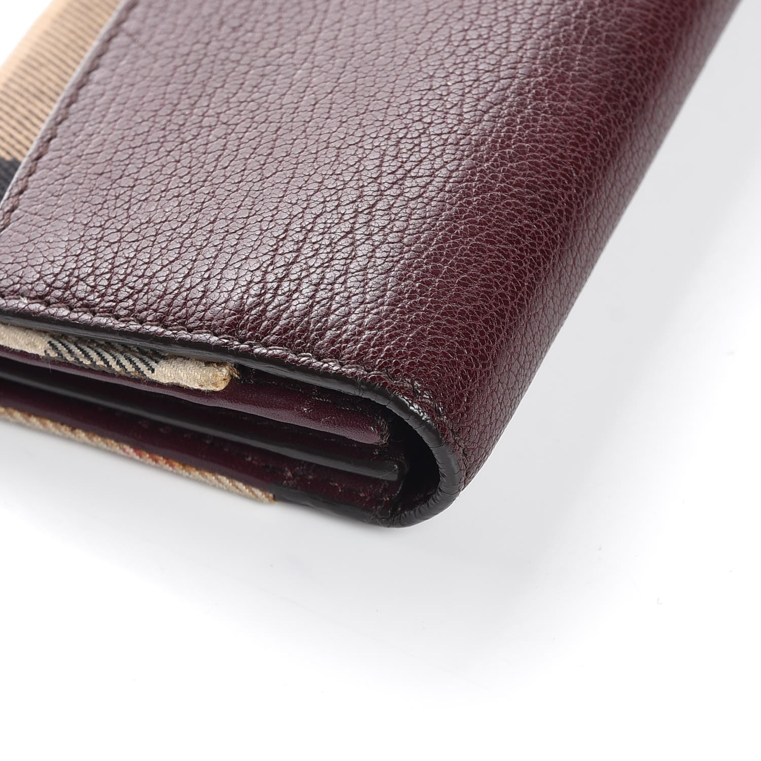 Burberry Calfskin House Check Porter Continental Wallet Mahogany Red 9 of 13