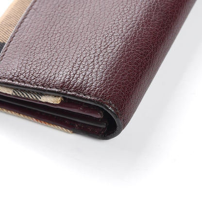 Burberry Calfskin House Check Porter Continental Wallet Mahogany Red 9 of 13