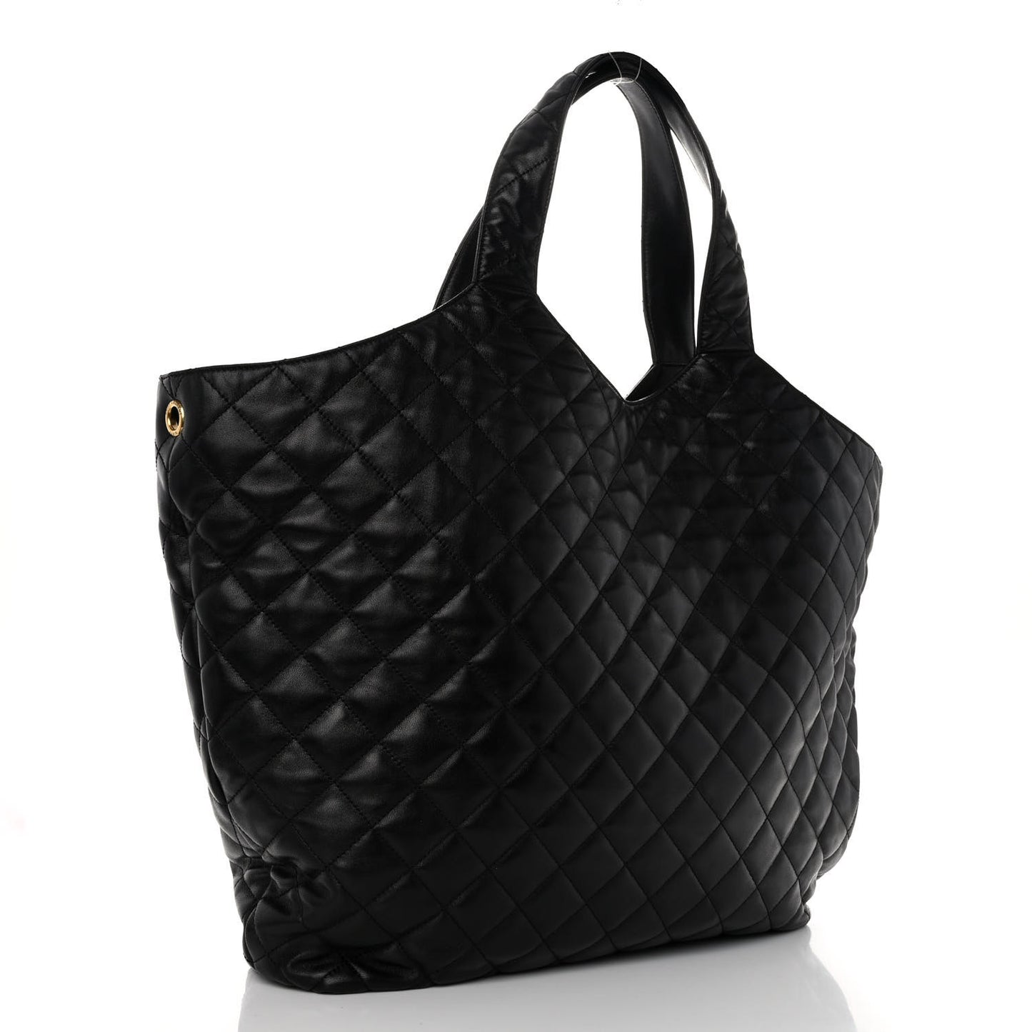 Lambskin Quilted Maxi Icare Shopping Tote Black