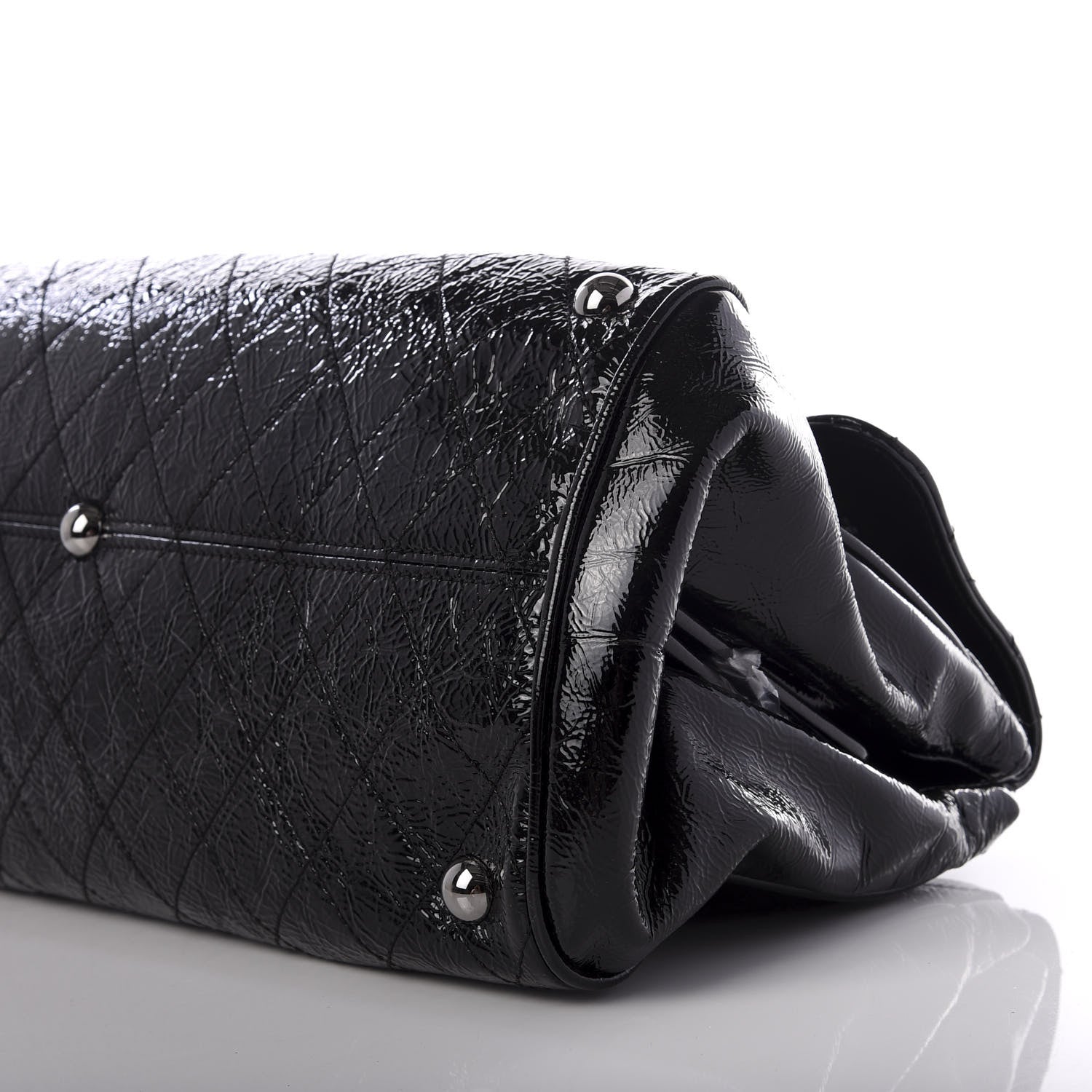 Chanel Distressed Patent Quilted Ritz Flap Bag Black 8 of 9