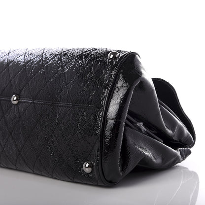 Chanel Distressed Patent Quilted Ritz Flap Bag Black 8 of 9
