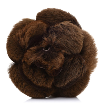 Chanel Rabbit Fur Camellia Brooch Pin Brown 1 of 5
