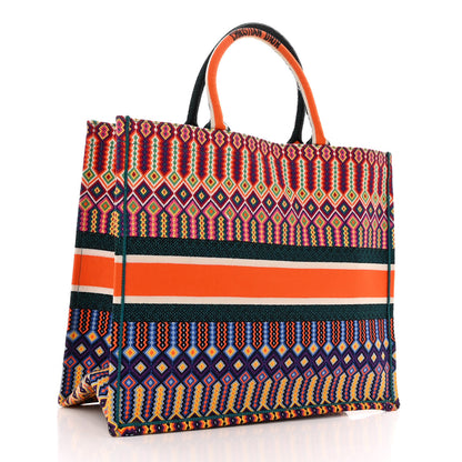 Christian Dior Canvas Embroidered Large Book Tote Orange Multicolor 3 of 9