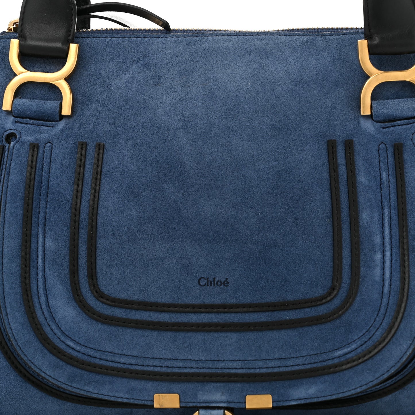 Suede Calfskin Braided Medium Marcie Double Carry Deep Denim
