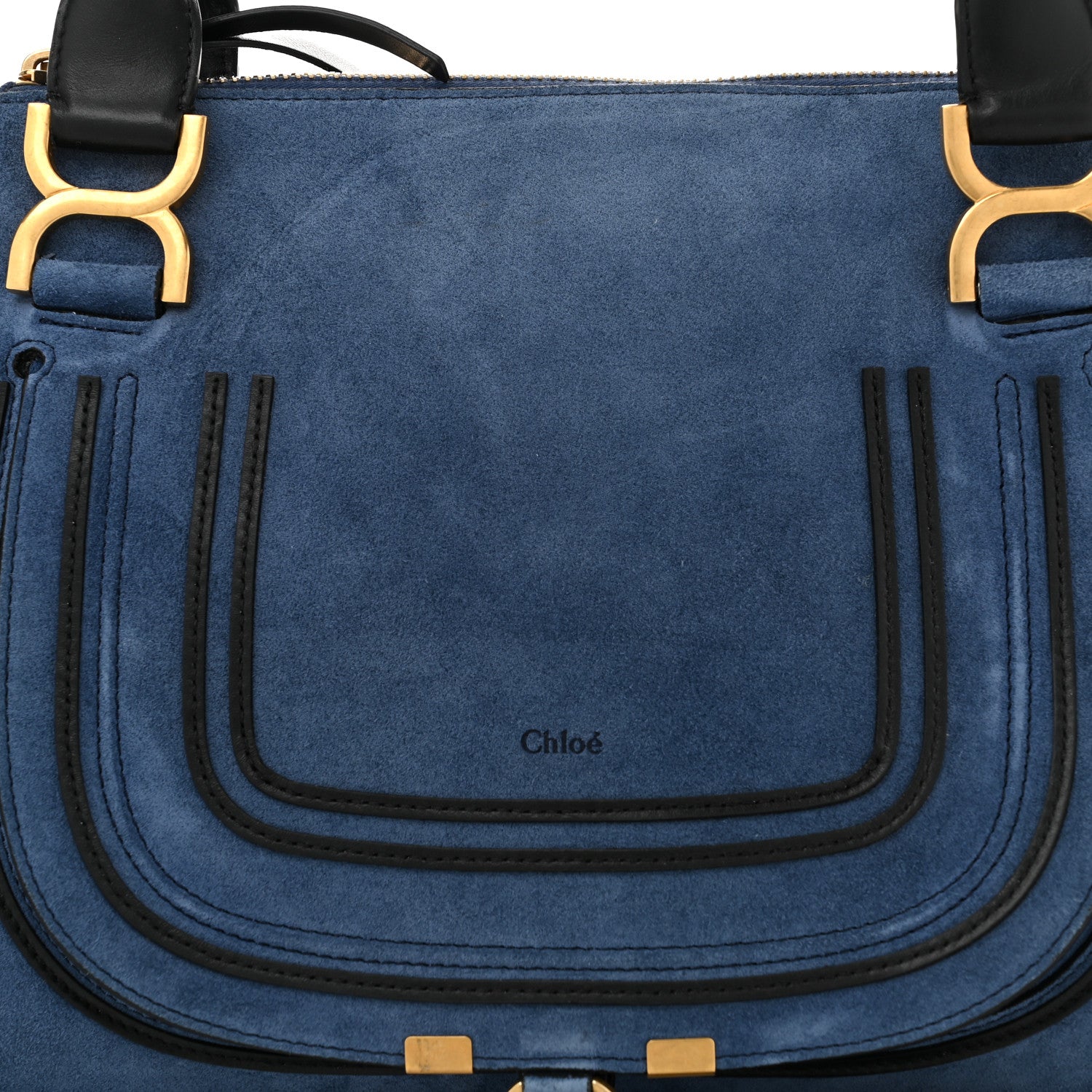 Chloe Suede Calfskin Braided Medium Marcie Double Carry Deep Denim 8 of 10