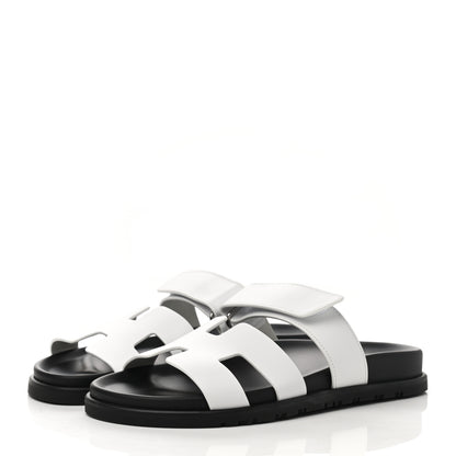 Hermes Calfskin Womens Chypre Sandals 37.5 White 3 of 8