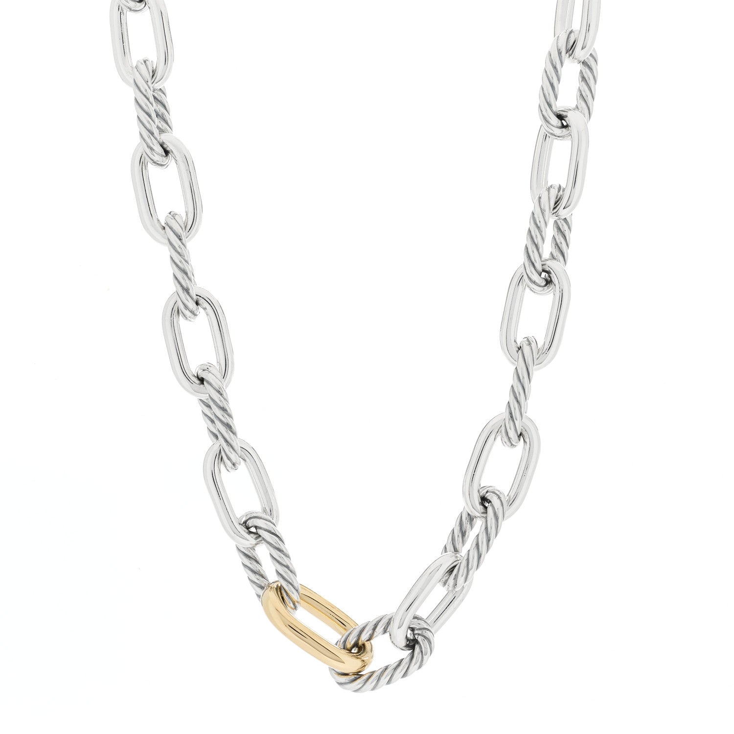 David Yurman Sterling Silver 18K Yellow Gold 13.5mm Madison Link Necklace 1 of 3