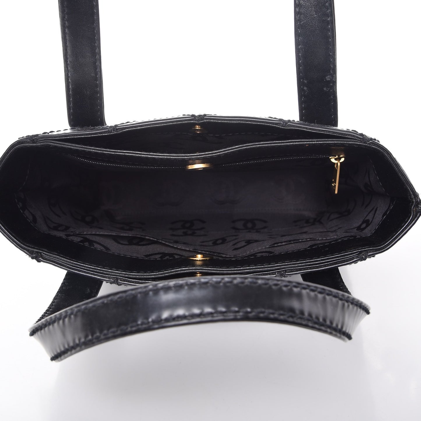 Calfskin Quilted Small Surpique Stitch Tote Black