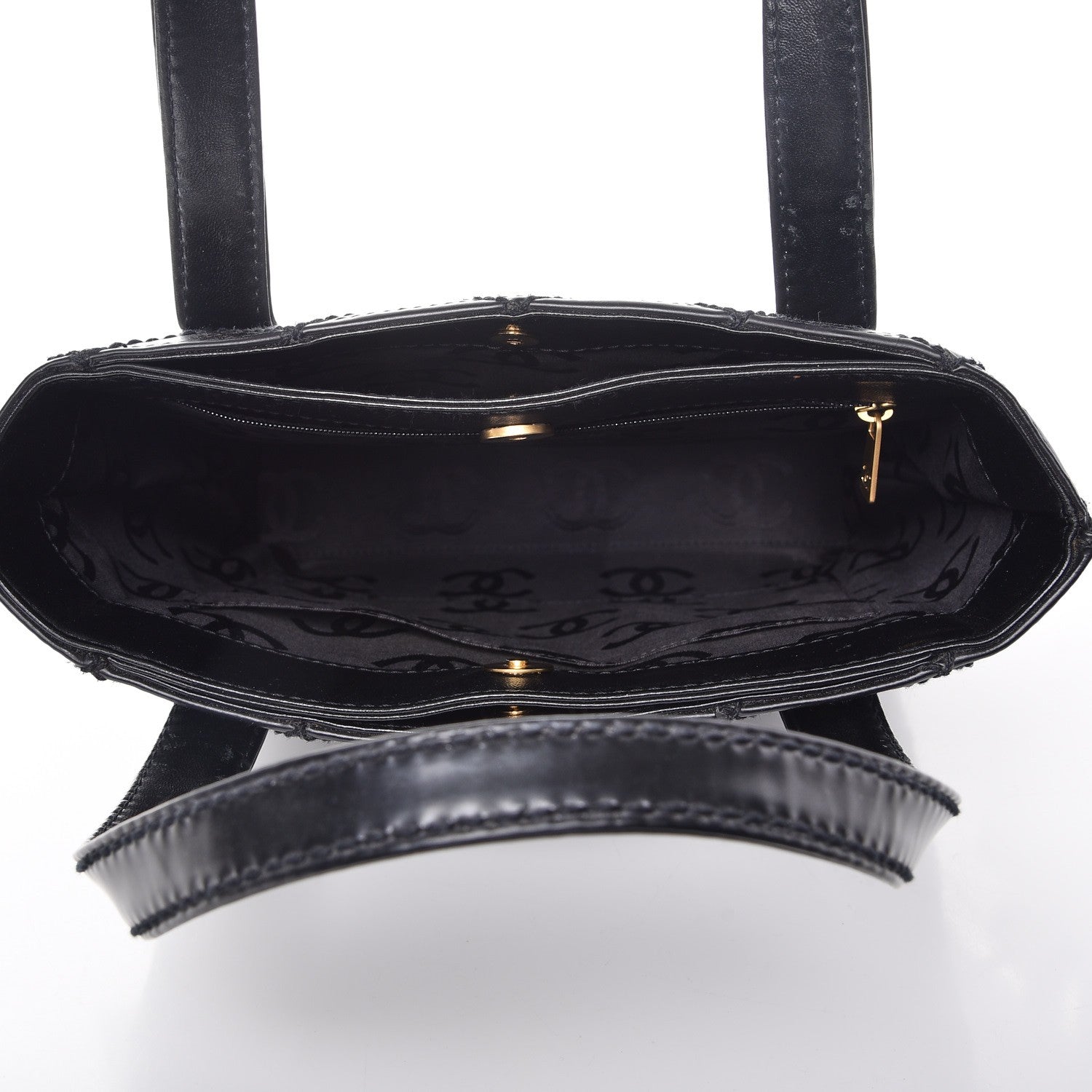 Chanel Calfskin Quilted Small Surpique Stitch Tote Black 5 of 8