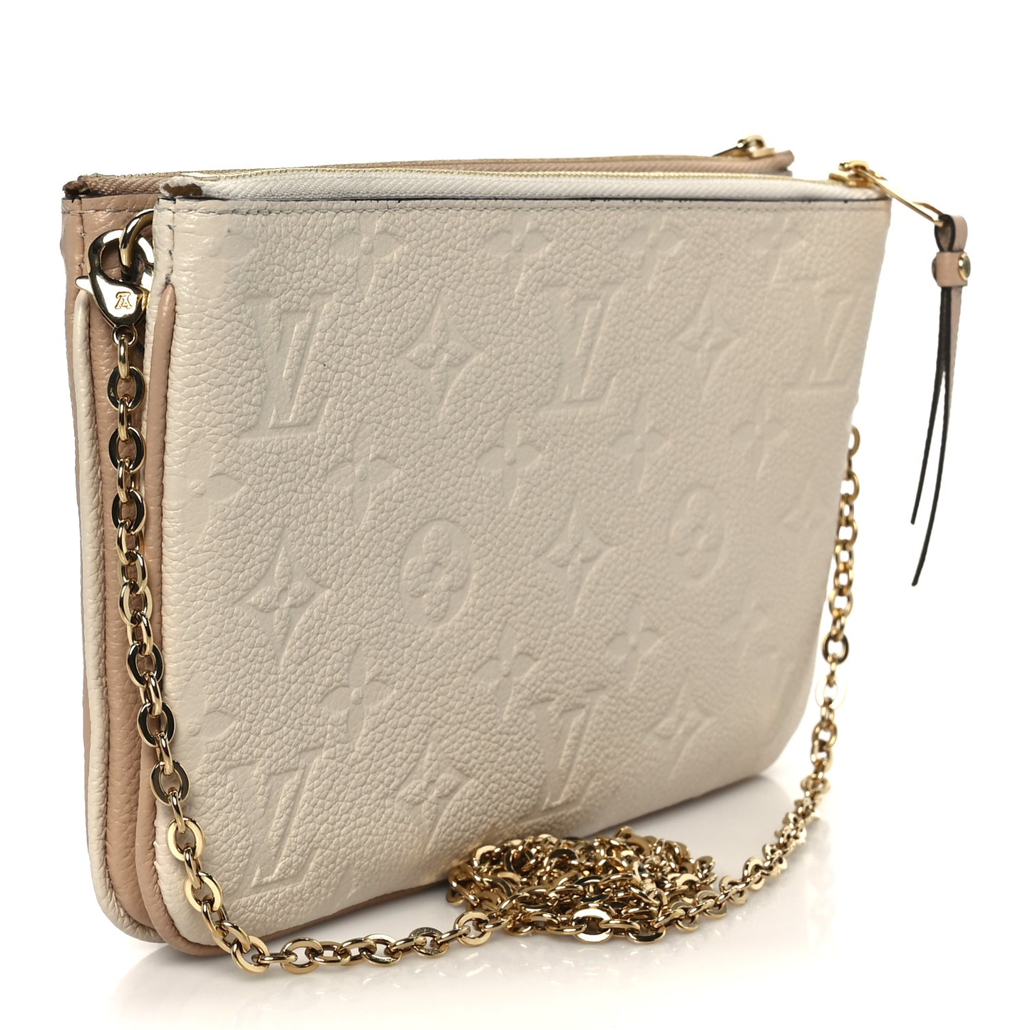 Empreinte Double Zip Pochette Beige Rose Creme Beige Rose Creme