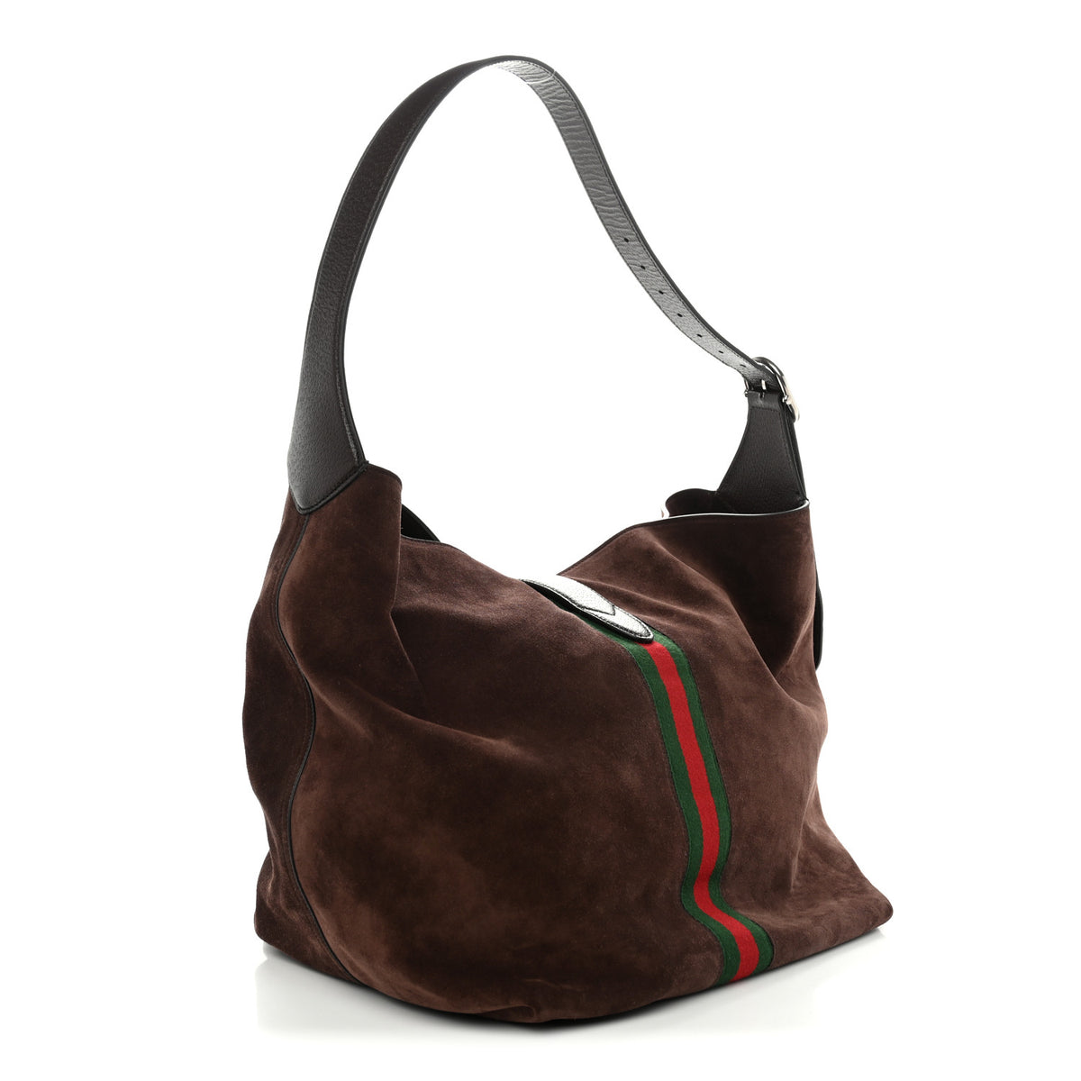 Suede Textured Dollar Calfskin Web Medium Jackie 1961 Crossbody Bag Brown