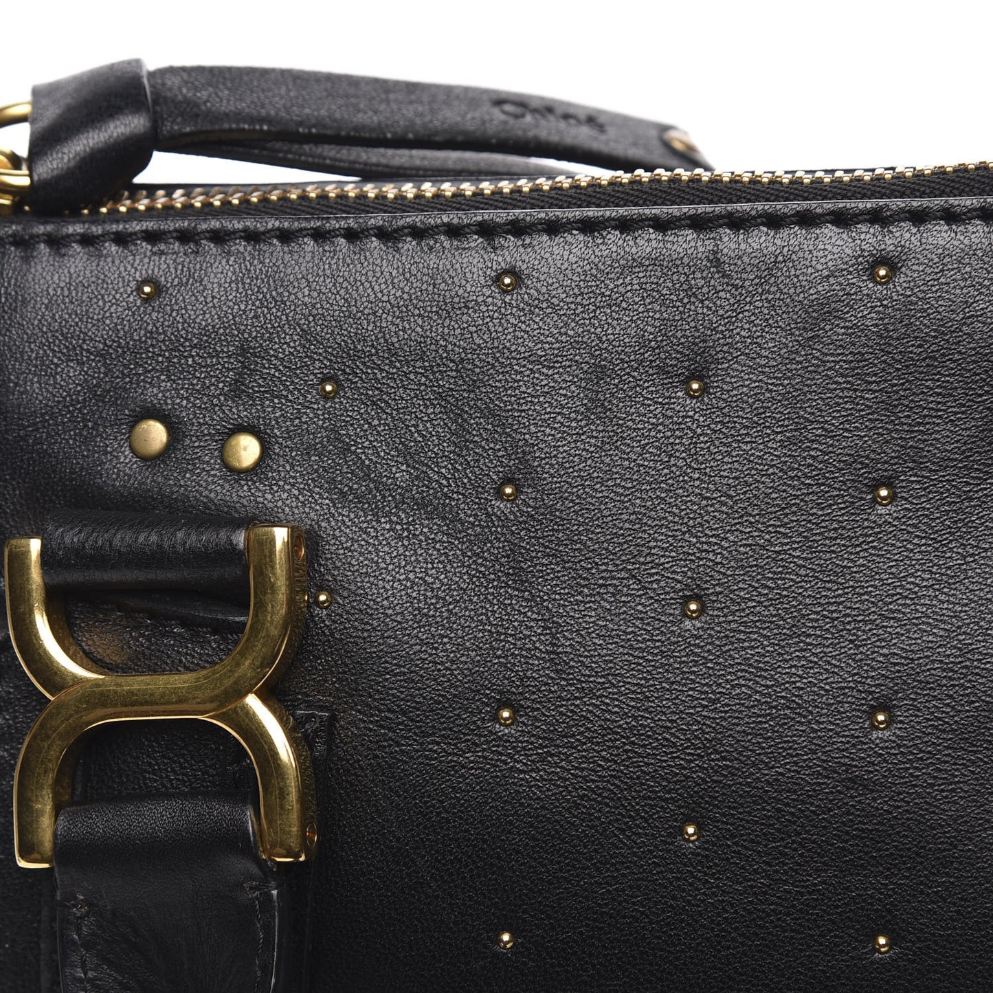 Calfskin Studded Medium Marcie Satchel Black