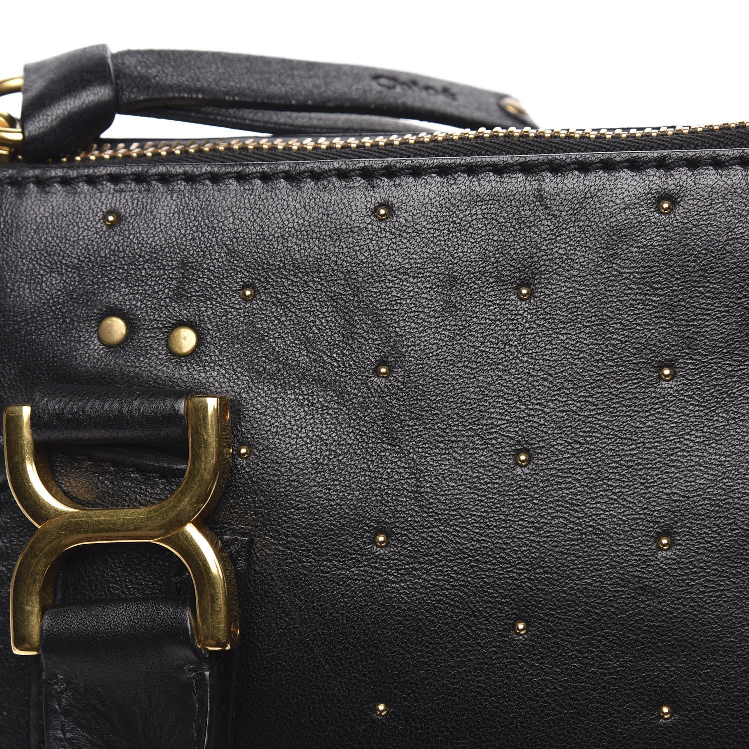 Chloe Calfskin Studded Medium Marcie Satchel Black 14 of 15
