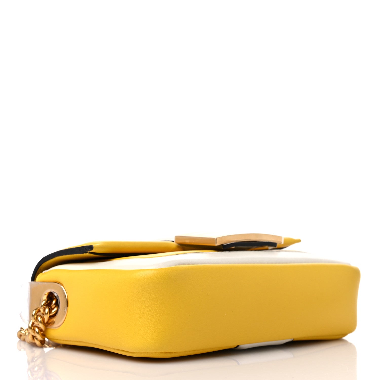 Fendi Nappa Apolo Bi-Color Mini Chain Baguette Limone White Ice 4 of 10