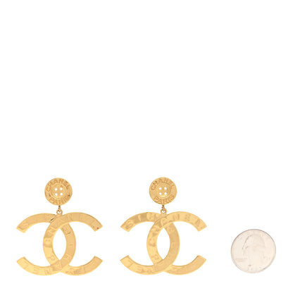 Chanel Metal Large Paris Button Earrings Gold 2 of 5