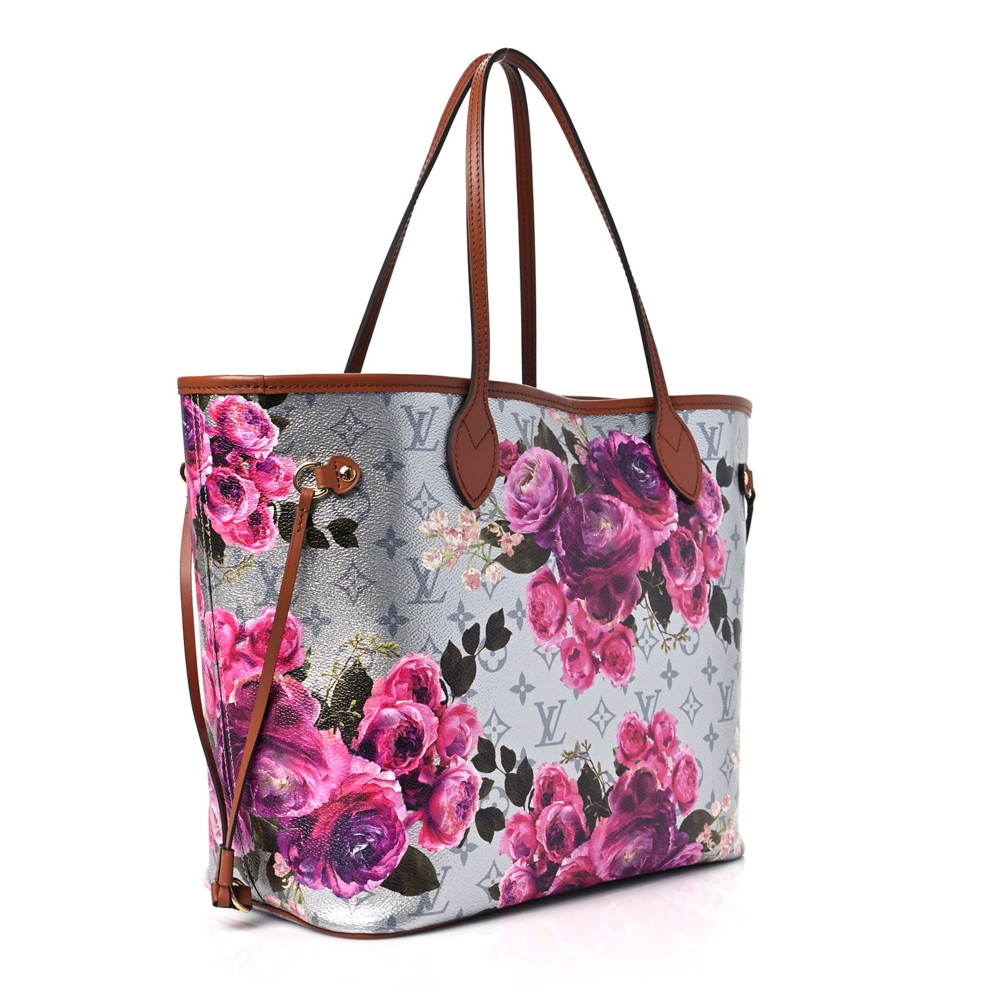 Metallic Monogram LV Garden Neverfull MM Silver
