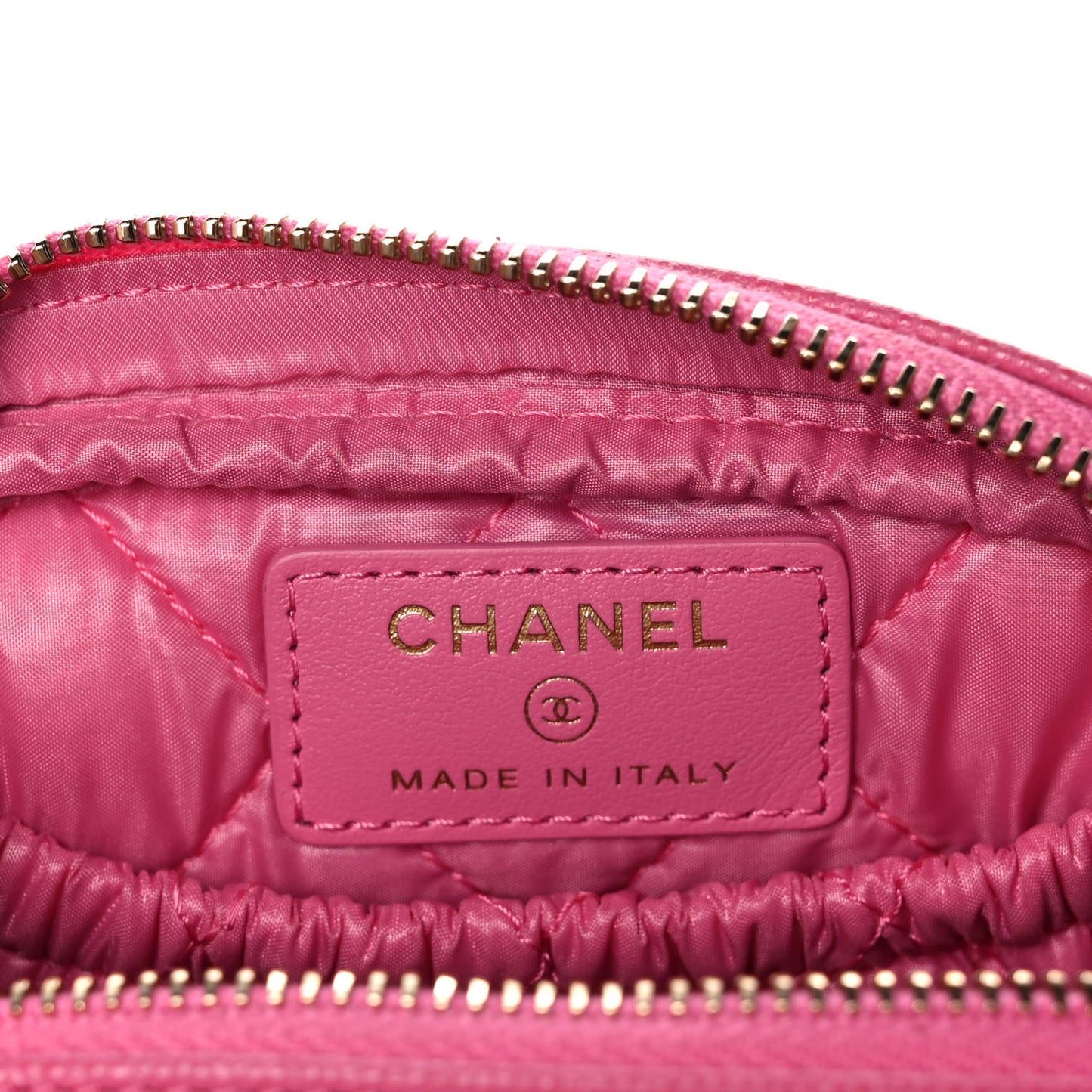 Caviar Quilted Small Curvy Pouch Cosmetic Case Pink