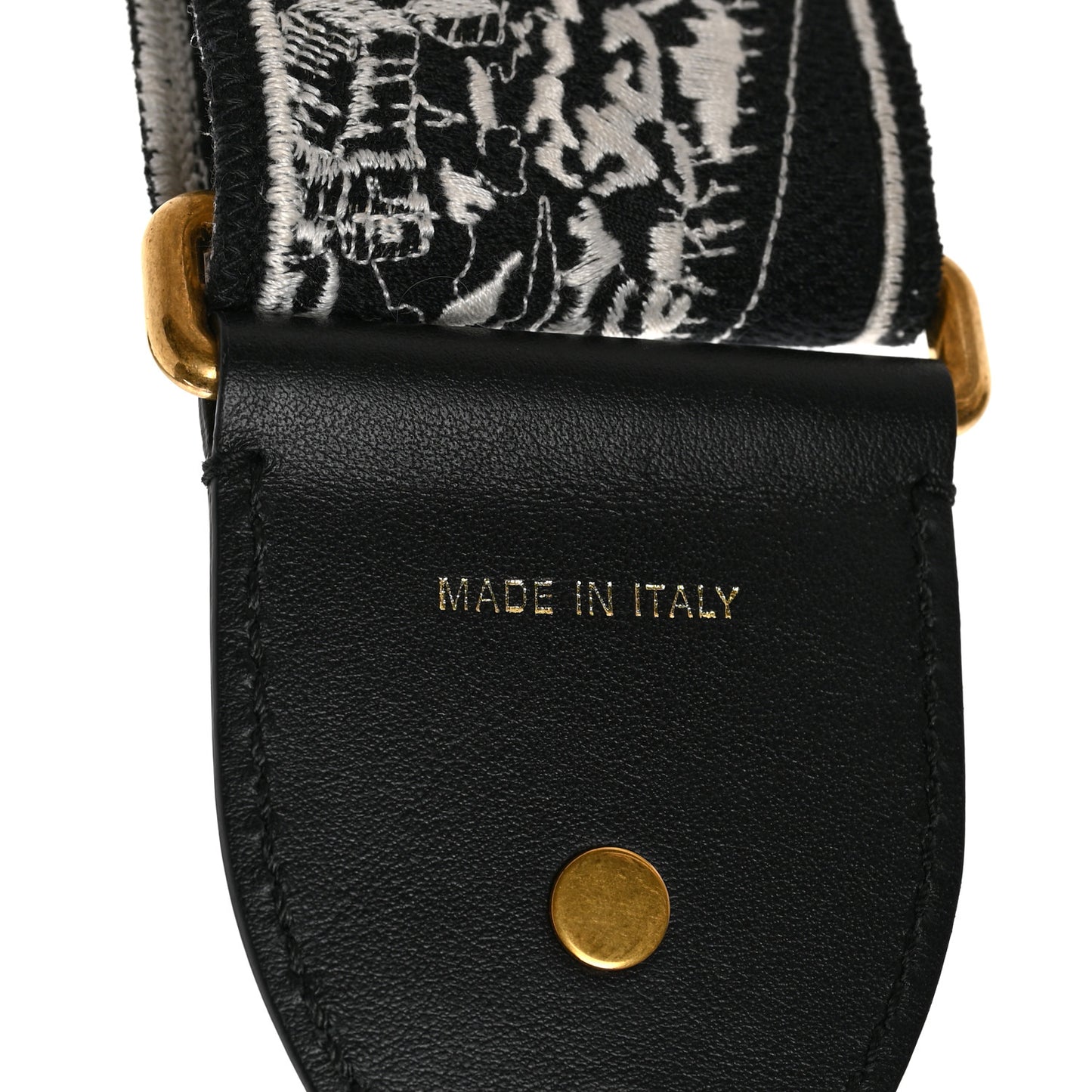 Canvas Embroidered Plan de Paris Shoulder Strap Black White