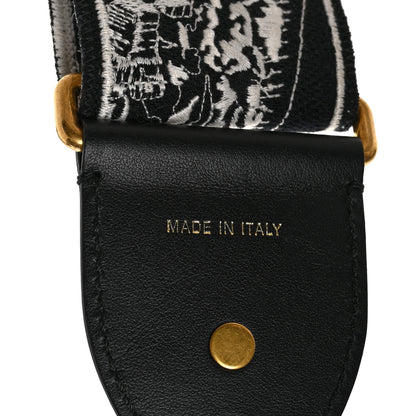 Christian Dior Canvas Embroidered Plan de Paris Shoulder Strap Black White 3 of 3