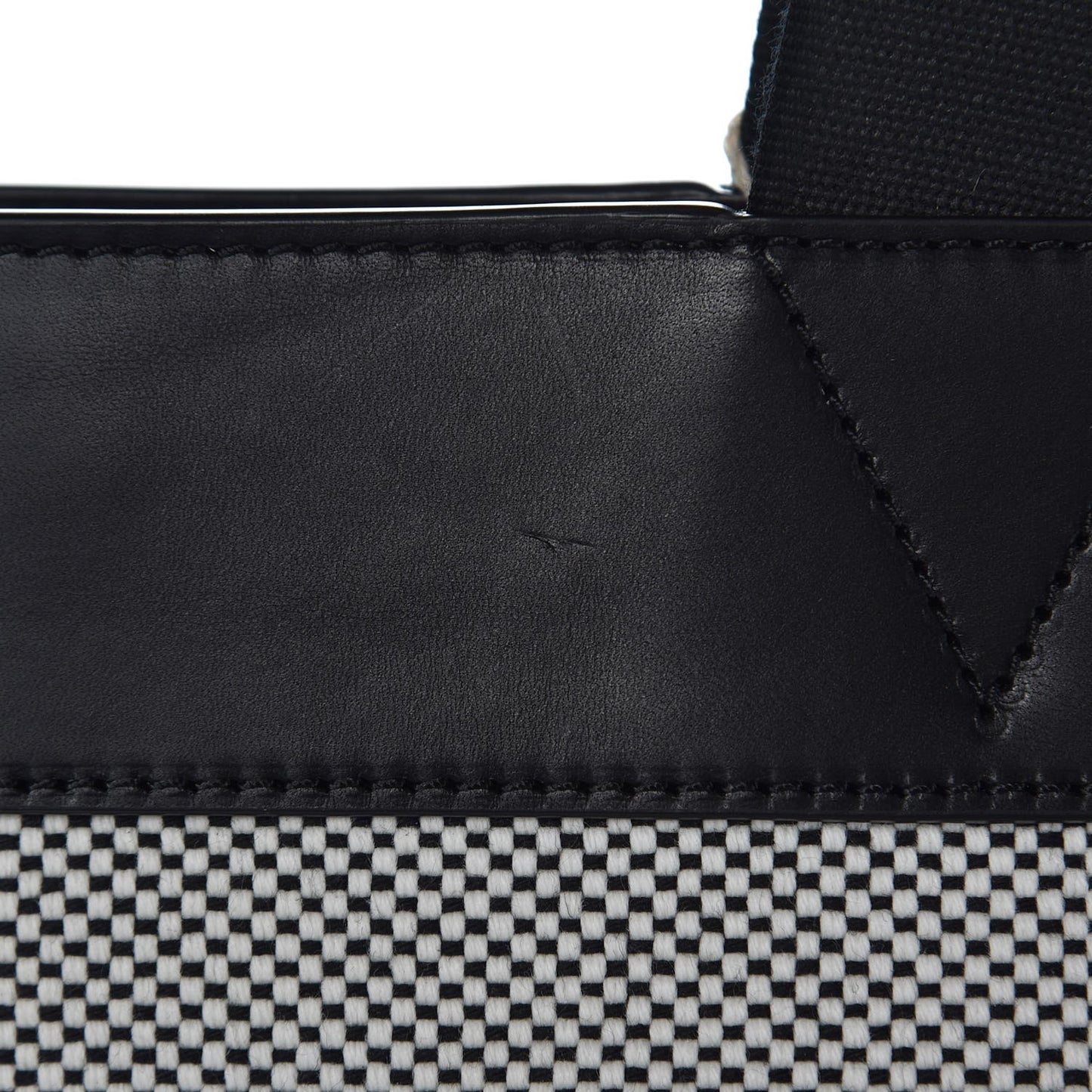Canvas Calfskin Paneled Tote Grey Black