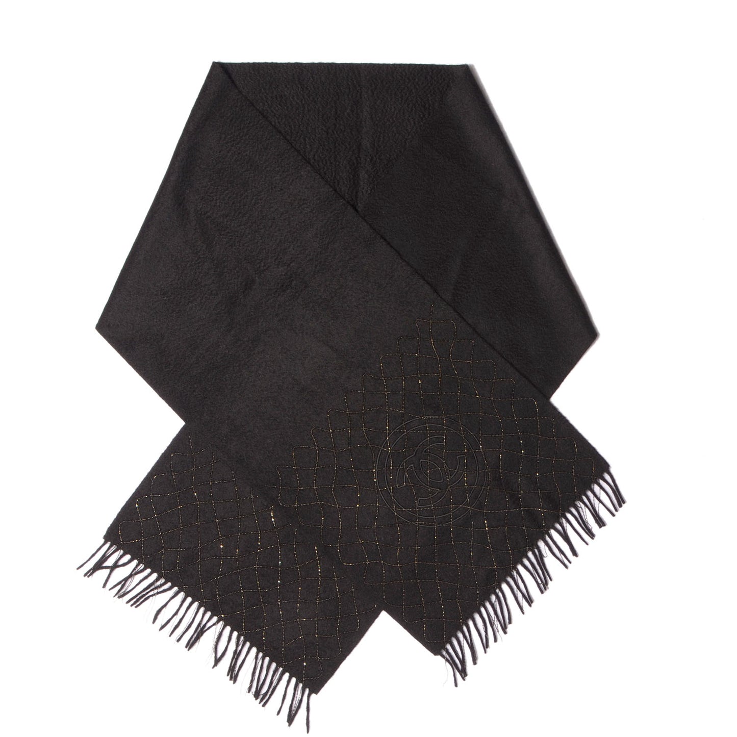 Cashmere Beaded CC Scarf Black